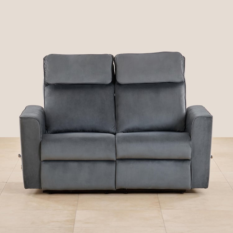 Polaris Velvet 2-Seater Recliner - Grey