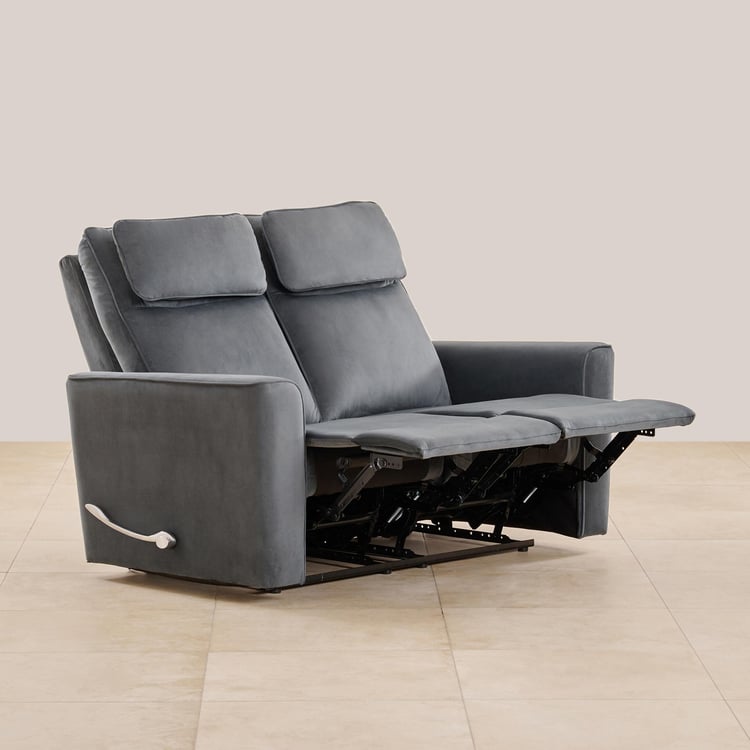 Polaris Velvet 2-Seater Recliner - Grey