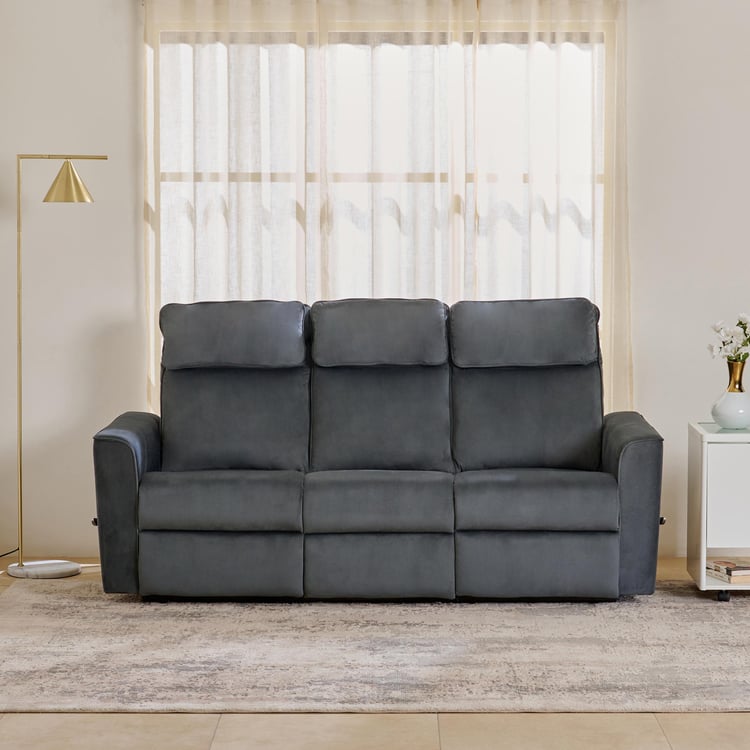 Polaris Velvet 3-Seater Recliner - Grey