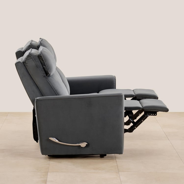 Polaris Velvet 3-Seater Recliner - Grey