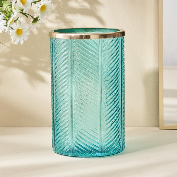 Brian Jacek Glass Embossed Hurricane Candle Holder