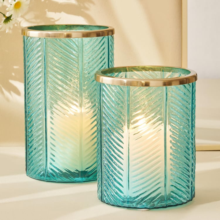 Brian Jacek Glass Embossed Hurricane Candle Holder