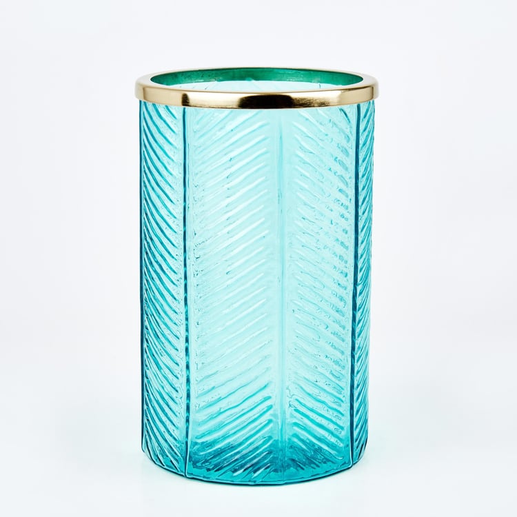 Brian Jacek Glass Embossed Hurricane Candle Holder