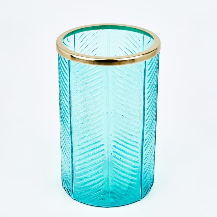 Brian Jacek Glass Embossed Hurricane Candle Holder