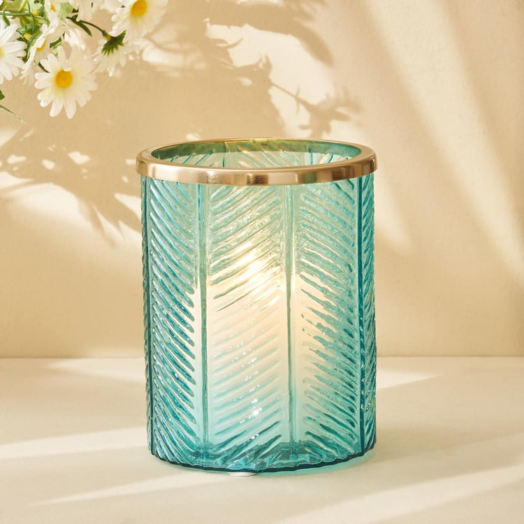 Brian Jacek Glass Embossed Hurricane Candle Holder