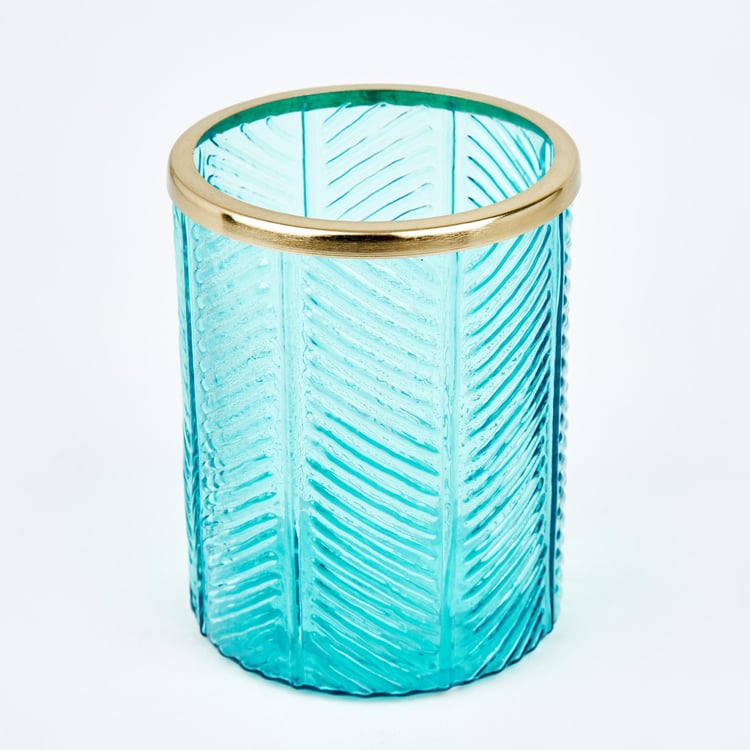 Brian Jacek Glass Embossed Hurricane Candle Holder