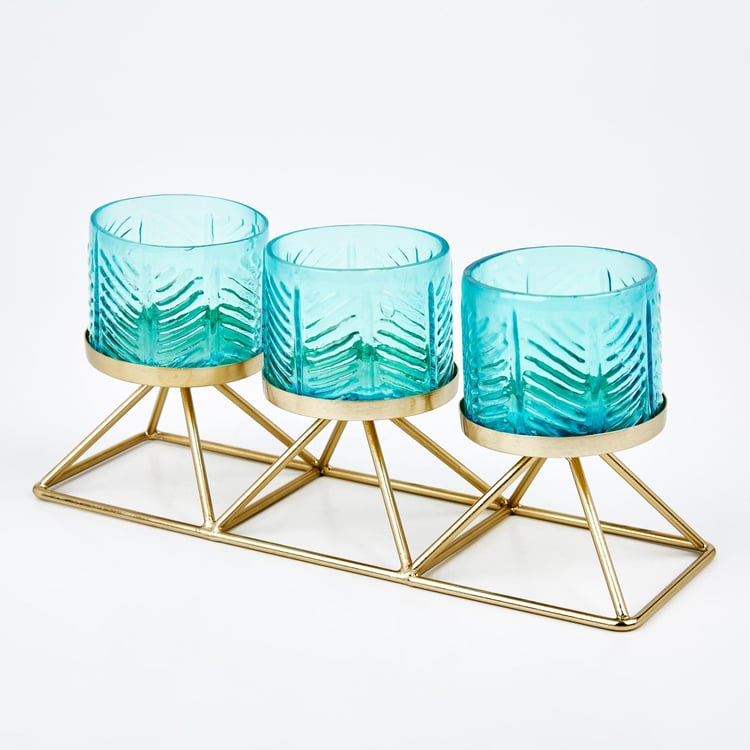 Brian Jacek Glass Embossed Multi T-Light Holder