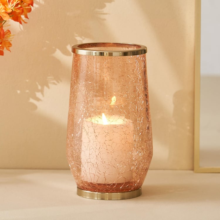 Brian Macia Glass Crackle Hurricane Candle Holder