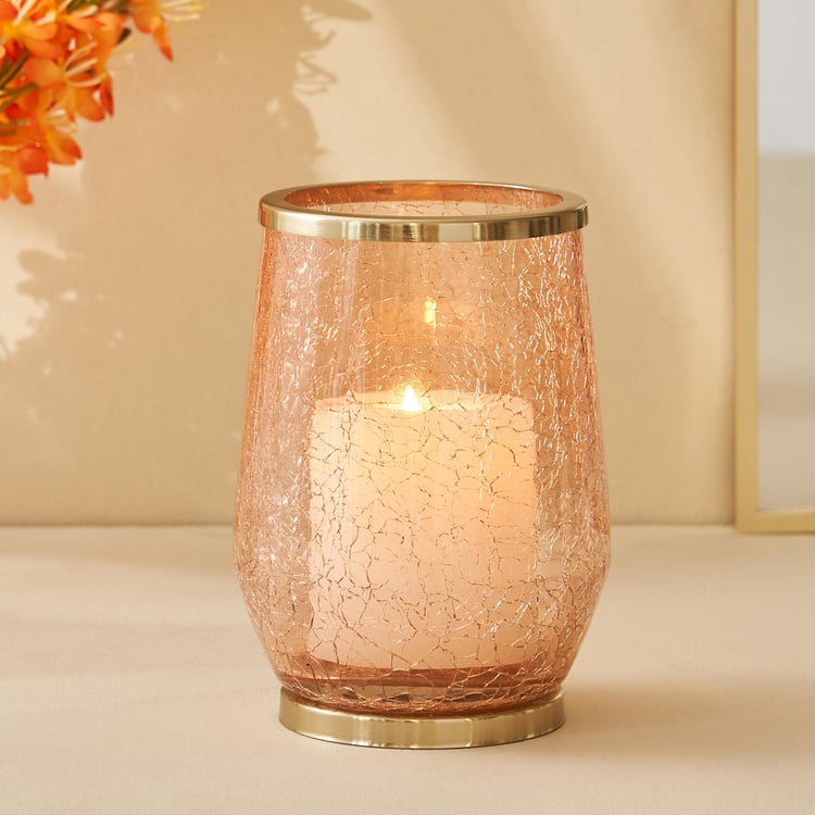 Brian Macia Glass Crackle Hurricane Candle Holder