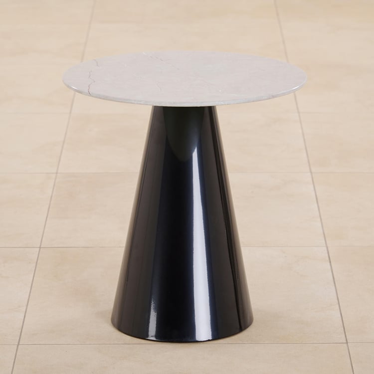 Marcello Glass Top End Table - Beige and Black