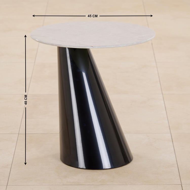 Marcello Glass Top End Table - Beige and Black