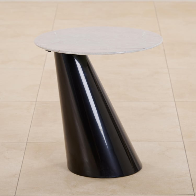 Marcello Glass Top End Table - Beige and Black