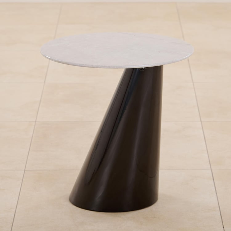 Marcello Glass Top End Table - Beige and Black