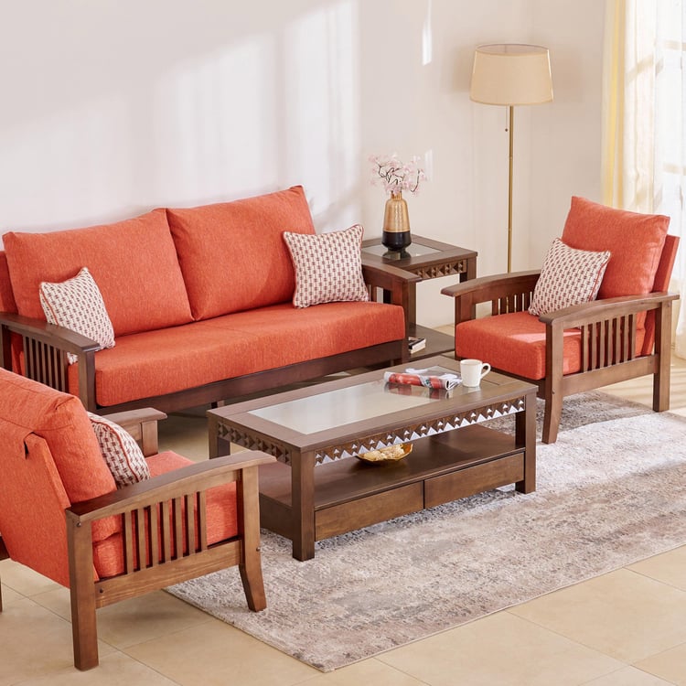 Abby Fabric 3+1+1 Seater Sofa Set - Orange