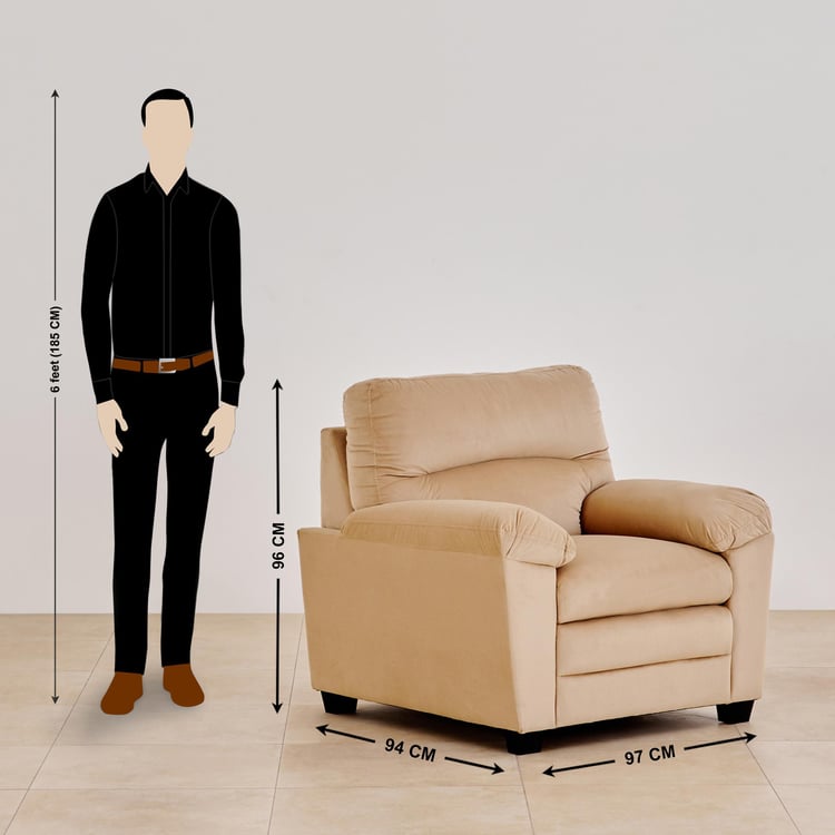 Mojo Velvet 1-Seater Sofa - Beige