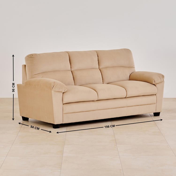 Mojo Velvet 3-Seater Sofa - Beige