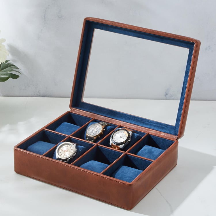 Orion Faux Leather 8-Compartment Watch Box