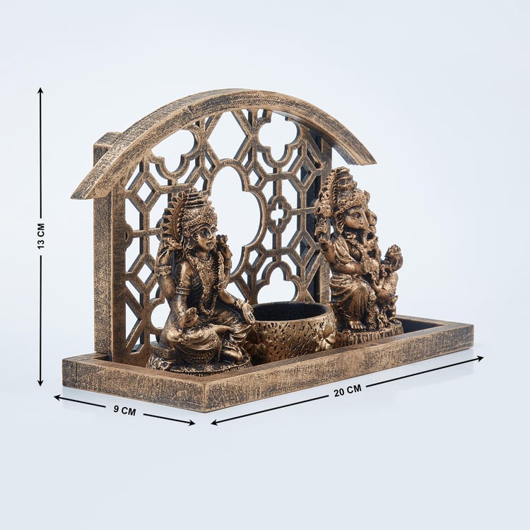 Dhayana Polyresin Lakshmi Ganesha Figurines with T-Light Holder