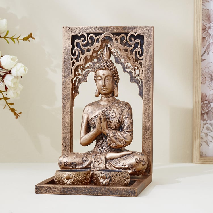 Renaissance Polyresin Buddha Figurine with T-Light Holders