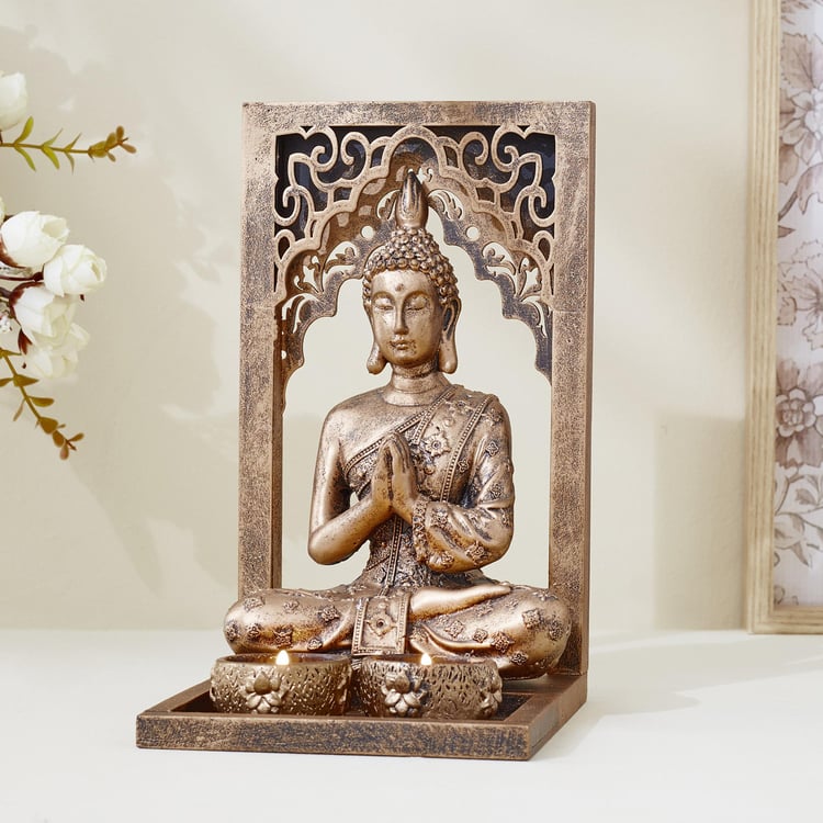 Renaissance Polyresin Buddha Figurine with T-Light Holders