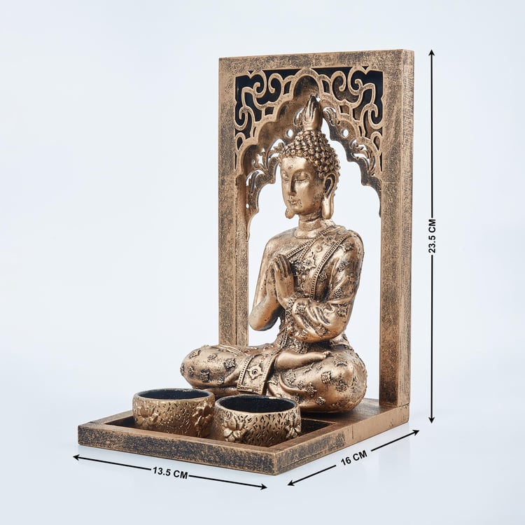 Renaissance Polyresin Buddha Figurine with T-Light Holders