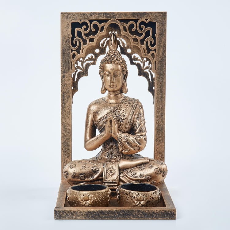 Renaissance Polyresin Buddha Figurine with T-Light Holders