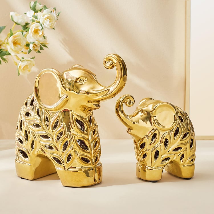 Stellar Fantasy Set of 2 Stoneware Elephant Figurines