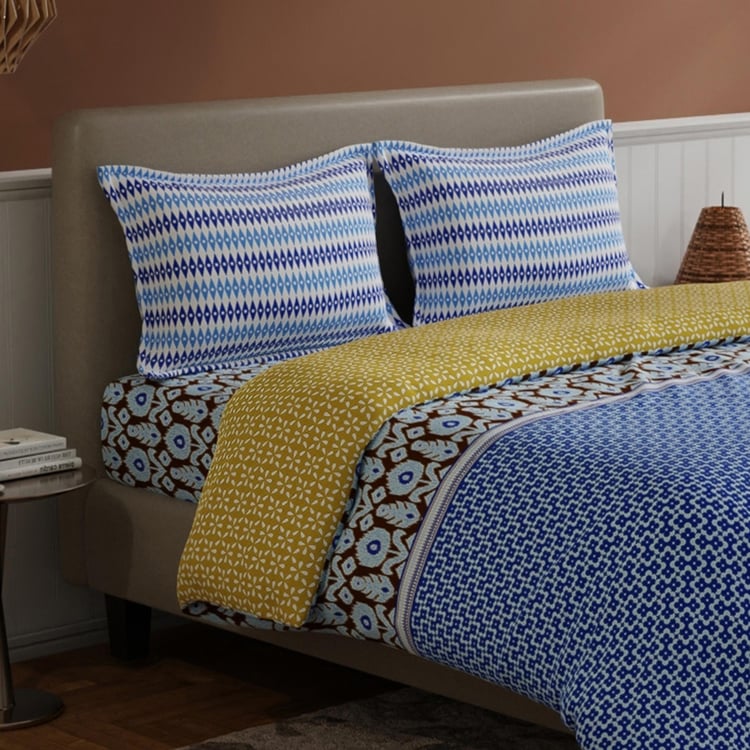 BICHAUNA Amelia Cotton 4Pcs Printed Double Bed-In-A-Bag Set