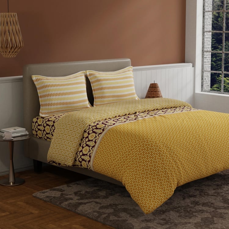 BICHAUNA Amelia Cotton 4Pcs Printed Double Bed-In-A-Bag Set