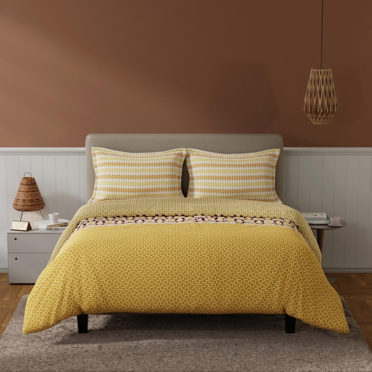 BICHAUNA Amelia Cotton 4Pcs Printed Double Bed-In-A-Bag Set