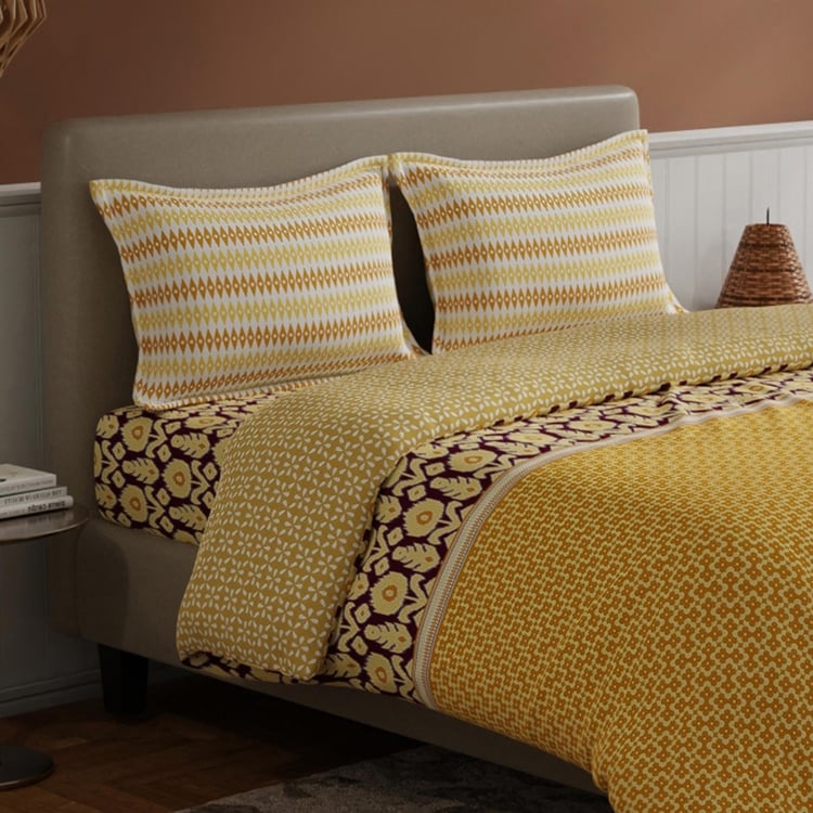 BICHAUNA Amelia Cotton 4Pcs Printed Double Bed-In-A-Bag Set