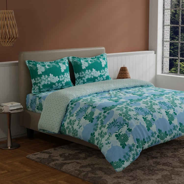 BICHAUNA Amelia Cotton 4Pcs Printed Double Bed-In-A-Bag Set