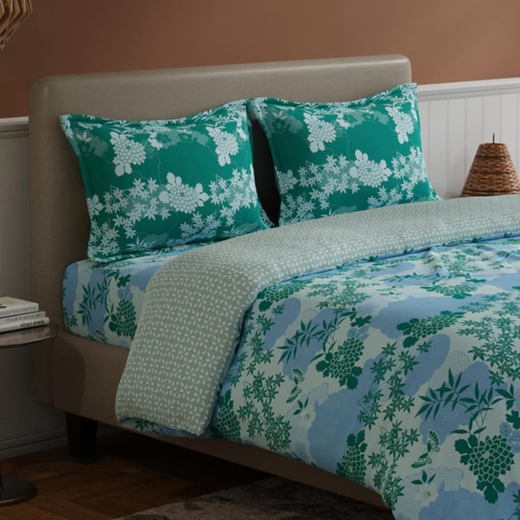 BICHAUNA Amelia Cotton 4Pcs Printed Double Bed-In-A-Bag Set