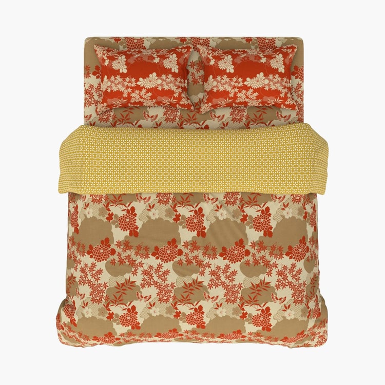 BICHAUNA Amelia Cotton 4Pcs Printed Double Bed-In-A-Bag Set