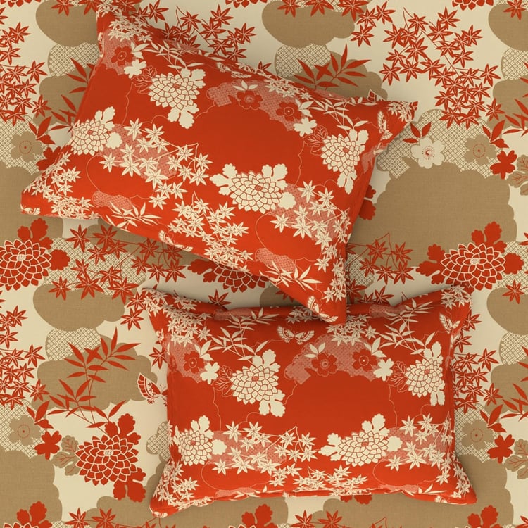 BICHAUNA Amelia Cotton 4Pcs Printed Double Bed-In-A-Bag Set