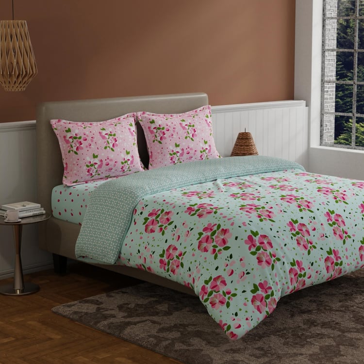 BICHAUNA Amelia Cotton 4Pcs Printed Double Bed-In-A-Bag Set
