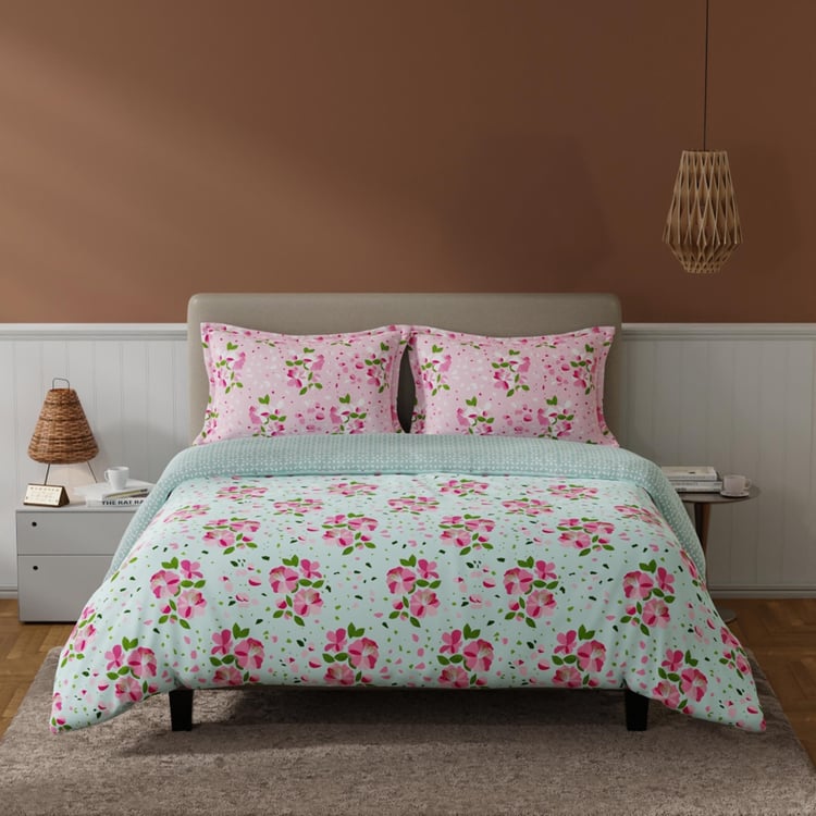 BICHAUNA Amelia Cotton 4Pcs Printed Double Bed-In-A-Bag Set