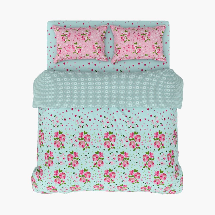 BICHAUNA Amelia Cotton 4Pcs Printed Double Bed-In-A-Bag Set