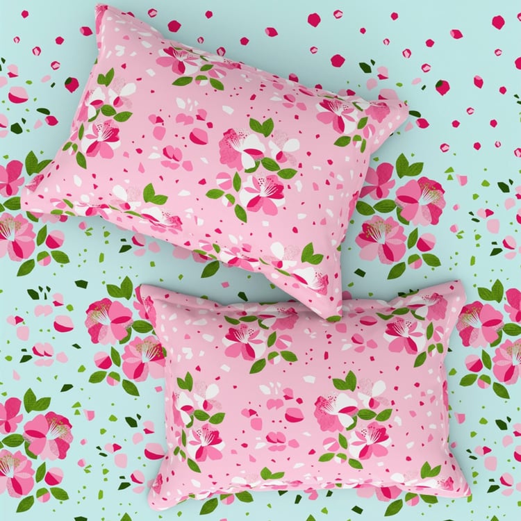 BICHAUNA Amelia Cotton 4Pcs Printed Double Bed-In-A-Bag Set