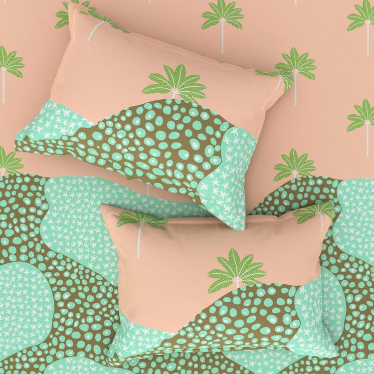 BICHAUNA Amelia Cotton 4Pcs Printed Double Bed-In-A-Bag Set