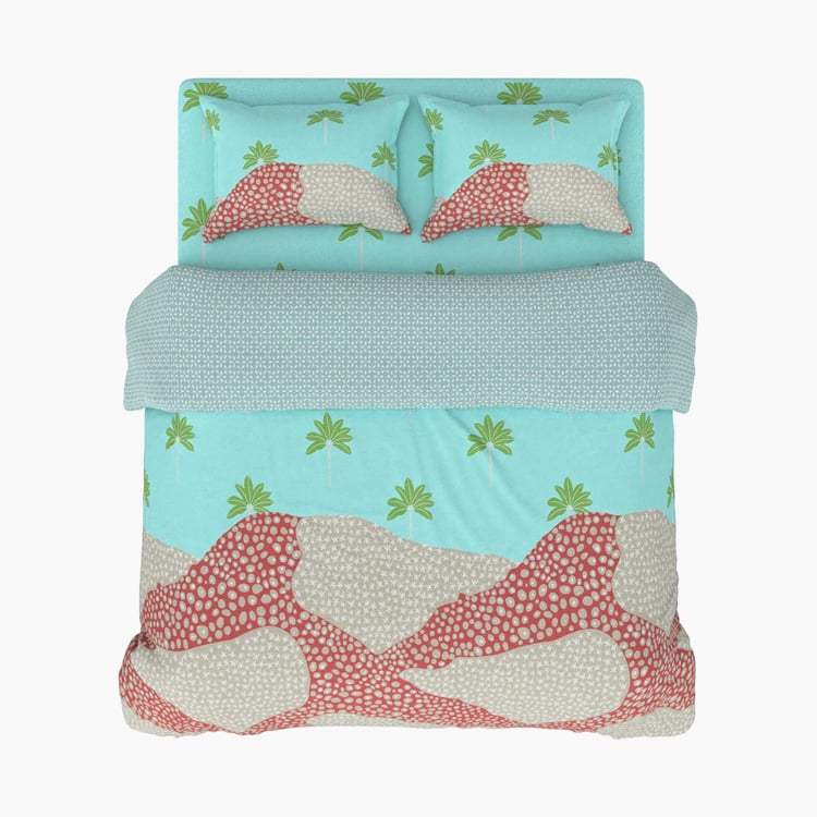 BICHAUNA Amelia Cotton 4Pcs Printed Double Bed-In-A-Bag Set