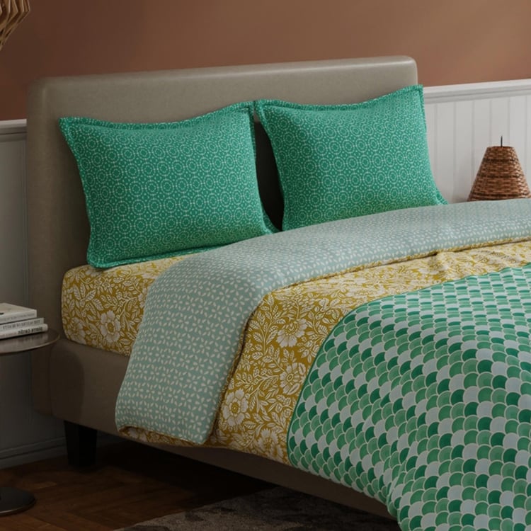 BICHAUNA Amelia Cotton 4Pcs Printed Double Bed-In-A-Bag Set