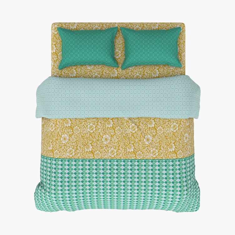 BICHAUNA Amelia Cotton 4Pcs Printed Double Bed-In-A-Bag Set
