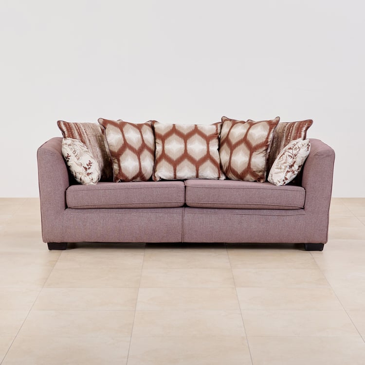 (Refurbished) Fenland Fabric 3-Seater Sofa with Cushions - Brown