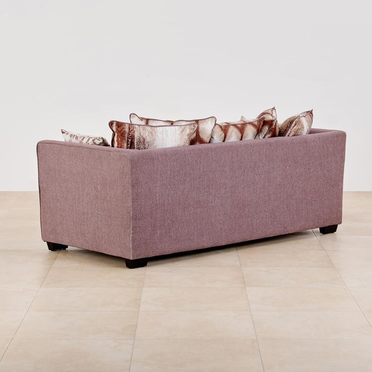 (Refurbished) Fenland Fabric 3-Seater Sofa with Cushions - Brown