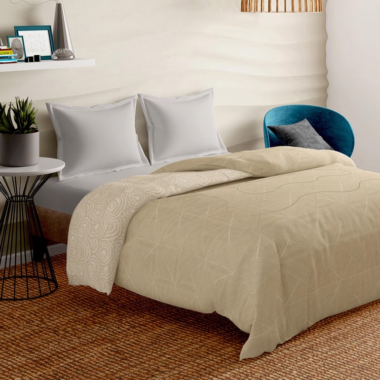 PORTICO Melange Cotton Geometric Double Duvet Cover