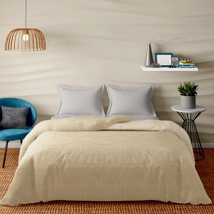PORTICO Melange Cotton Geometric Double Duvet Cover
