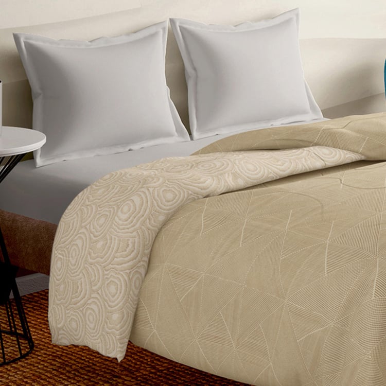 PORTICO Melange Cotton Geometric Double Duvet Cover