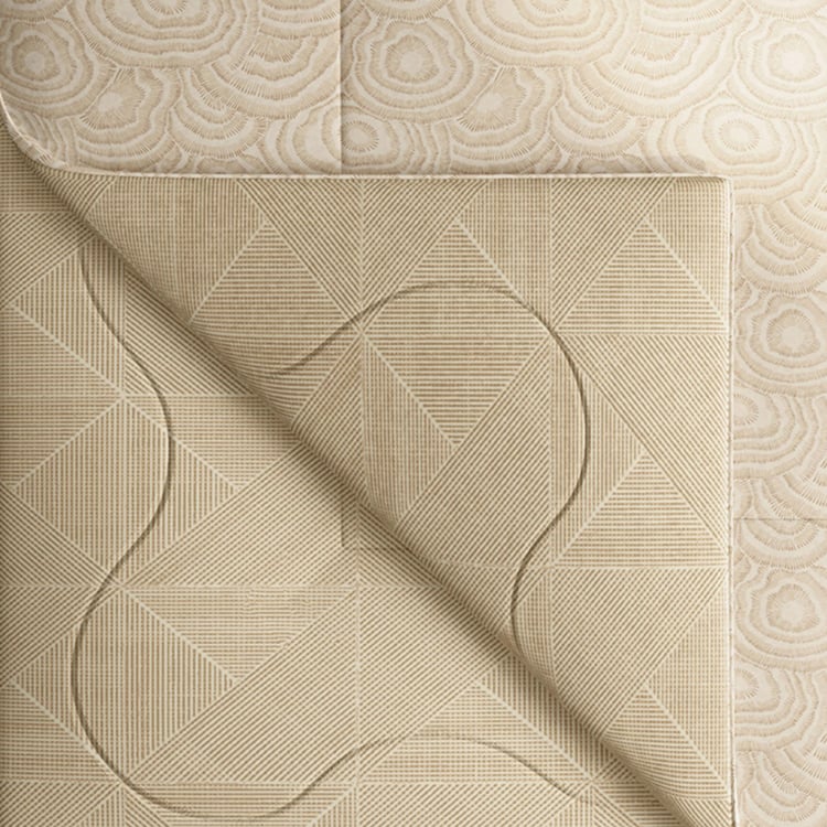 PORTICO Melange Cotton Geometric Double Duvet Cover