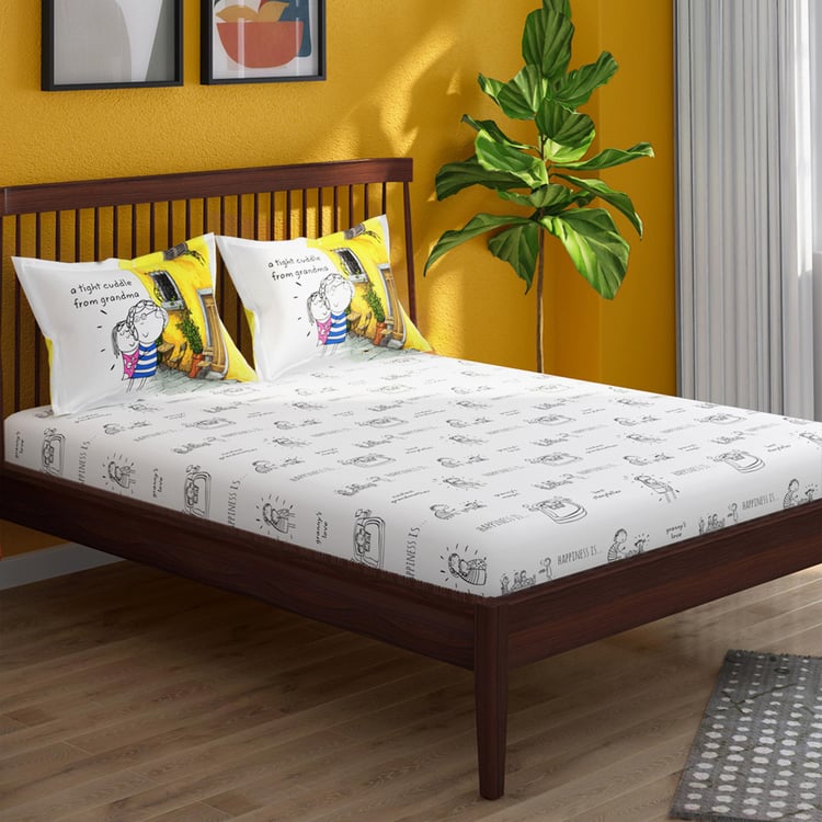 PORTICO Happiness Is Cotton 164TC Printed 3Pcs Super King Bedsheet Set